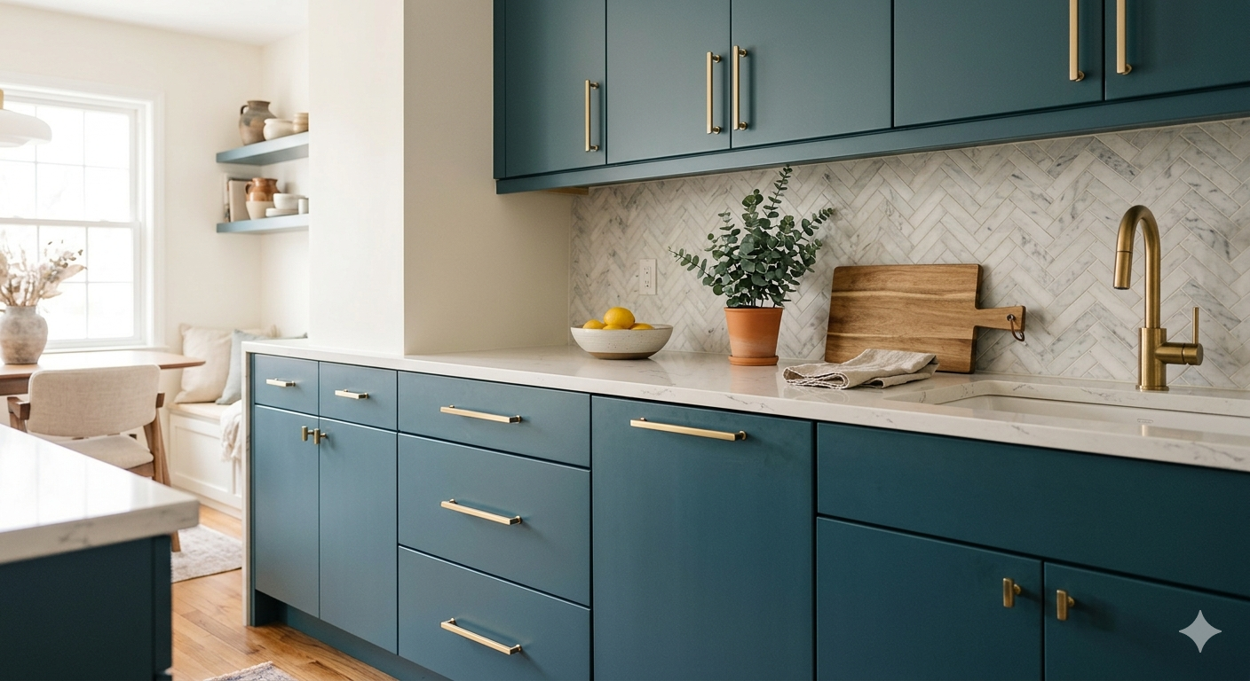 Kitchen cabinet color inspiration with modern painted cabinets and clean hardware